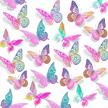 72 removable 3d butterfly wall stickers in 3 styles and 3 sizes - laser pinkpurple metallic room decoration for kids bedroom, nursery, classroom, party, wedding - diy gift option logo