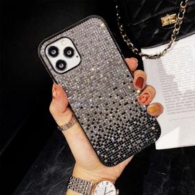 img 3 attached to LINYUNE For IPhone 13 Pro Max Gradient Bling Case With Glitter Sparkle Diamond, Shiny Crystal Rhinestone TPU Bumper Protective Cover For IPhone 13 Pro Max, 6.7 Inch Black
