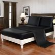 hollyhome silky soft luxury 4 piece deep pocket king satin sheet set, free fitted sheet straps included, black logo