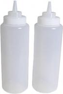 🍶 update international set of 2, 32 oz. clear squeeze bottles - wide spout, durable plastic condiment dispensers for diner style logo