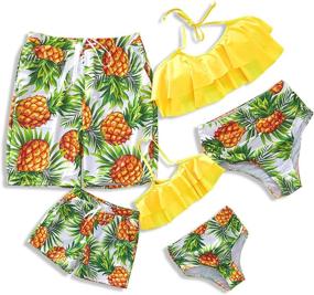 img 4 attached to 👙 Stylish IFFEI Family Matching Bikini Set - Latest Printed Ruffles for Mommy and Me Bathing Suits