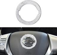 🚘 nissan accessories bling steering wheel emblem overlay altima rogue sentra maxima titan car logo cap sticker decal women crystal silver - 1797 logo