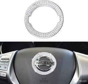 img 4 attached to 🚘 Nissan Accessories Bling Steering Wheel Emblem Overlay Altima Rogue Sentra Maxima Titan Car Logo Cap Sticker Decal Women Crystal Silver - 1797