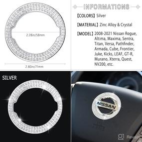 img 2 attached to 🚘 Nissan Accessories Bling Steering Wheel Emblem Overlay Altima Rogue Sentra Maxima Titan Car Logo Cap Sticker Decal Women Crystal Silver - 1797