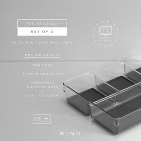 img 3 attached to BINO 4-Section Plastic Drawer Organizer Bin, Grey - 2 Pack THE ARTISAN+ Multi-Purpose Soft-Grip Lining And Non-Slip Rubber Feet Durable BPA-Free Desk Drawer Organizer Vanity Organizer