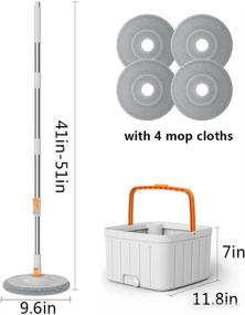 img 1 attached to 🧹 Spin Mop and Bucket with Wringer Set - Best for Ceramic Tile and Wood Floor Cleaning, Includes 4 Extra Refills