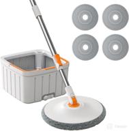 🧹 spin mop and bucket with wringer set - best for ceramic tile and wood floor cleaning, includes 4 extra refills logo