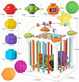 img 3 attached to 🧩 Sensory Development Toy: Baby Shape Sorter for 1 Year Old Boy Girl with Elastic Bands - Montessori Learning Toy for Toddlers 1-3 (13pcs)