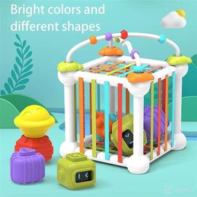 img 1 attached to 🧩 Sensory Development Toy: Baby Shape Sorter for 1 Year Old Boy Girl with Elastic Bands - Montessori Learning Toy for Toddlers 1-3 (13pcs)