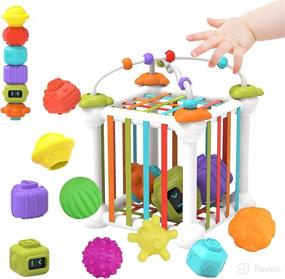 img 4 attached to 🧩 Sensory Development Toy: Baby Shape Sorter for 1 Year Old Boy Girl with Elastic Bands - Montessori Learning Toy for Toddlers 1-3 (13pcs)