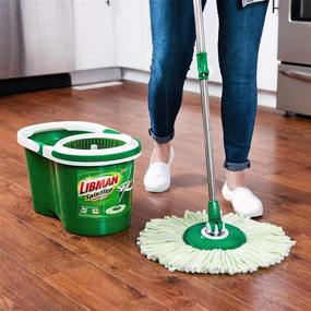 img 1 attached to Efficient Green & White 2-Gallon Libman All-In-One 🟢 Microfiber Spin Mop and Bucket: Optimal Floor Cleaning System