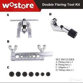 img 3 attached to 🔧 Wostore Double Flaring Tool Kit: 7 Dies Automotive Line Tubing Cutter with Replacement Blade and Remear – 3/16"-5/8" Sizes Included