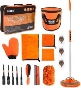 img 4 attached to TIIKERI Car Wash Kit 14 Items: Ultimate Professional Car Cleaning Supplies with Portable Bucket, Squeegee Mitt, and Brush - An All-In-One Solution for Car Wash Detailing Cleaning