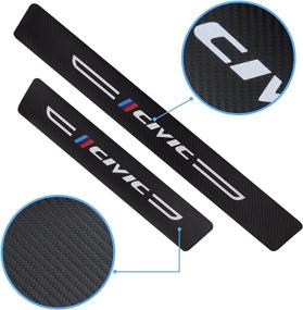 img 2 attached to 🚗 Cotree 4PCS Car Door Sill Sticker for Honda Civic: Carbon Fiber Leather Protector, Edge Guards & Scratch Film