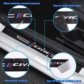 img 1 attached to 🚗 Cotree 4PCS Car Door Sill Sticker for Honda Civic: Carbon Fiber Leather Protector, Edge Guards & Scratch Film