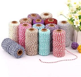 img 3 attached to 🎁 YZSFIRM 656 Feet Christmas Packing Twine: Dark Red and White Cotton String for Gift Wrapping and DIY Crafts