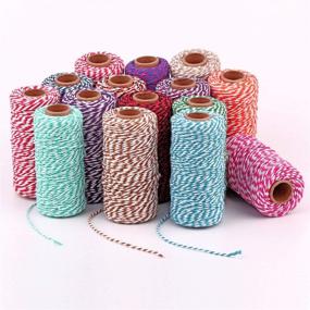 img 1 attached to 🎁 YZSFIRM 656 Feet Christmas Packing Twine: Dark Red and White Cotton String for Gift Wrapping and DIY Crafts