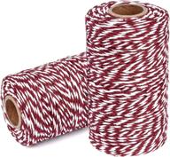 🎁 yzsfirm 656 feet christmas packing twine: dark red and white cotton string for gift wrapping and diy crafts logo