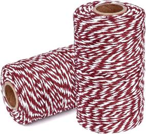 img 4 attached to 🎁 YZSFIRM 656 Feet Christmas Packing Twine: Dark Red and White Cotton String for Gift Wrapping and DIY Crafts