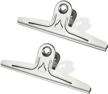 extra large bull clips stainless steel, coideal 2 pcs 30cm jumbo xxl silver metal file binder clip clamps heavy duty for home office school (11 4/5 inch) logo