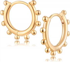 img 4 attached to Gold Plated Hypoallergenic Huggie Hoop Earrings For Women - Dainty Beaded, Circle, Spike, Snake, Heart, Lightning, And CZ Styles Available By Fettero