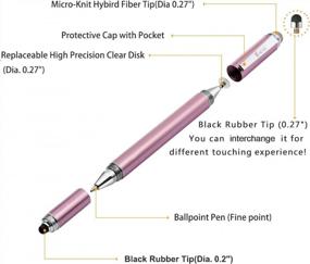 img 2 attached to 🖊️ Yacig 4-in-1 Capacitive Stylus Pen - High Sensitivity & Precision Touch Screen Stylus with Clear Disc Tip, Black Rubber Tip & Mesh Fiber Tip - Compatible with Universal Touch Screen Devices in Rose Gold