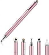 🖊️ yacig 4-in-1 capacitive stylus pen - high sensitivity & precision touch screen stylus with clear disc tip, black rubber tip & mesh fiber tip - compatible with universal touch screen devices in rose gold logo