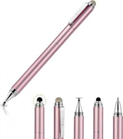 img 4 attached to 🖊️ Yacig 4-in-1 Capacitive Stylus Pen - High Sensitivity & Precision Touch Screen Stylus with Clear Disc Tip, Black Rubber Tip & Mesh Fiber Tip - Compatible with Universal Touch Screen Devices in Rose Gold