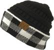 warm & stylish women's knit beanie hat: cc beanie with soft cable & trendy leopard/check cuff logo