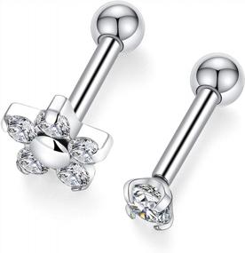 img 1 attached to 16G G23 Titanium Internally Threaded Labret Cartilage Earring Studs Jewelry