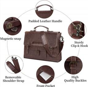 img 1 attached to 15.6 Inch Waterproof Vintage Leather Messenger Bag For Men - Perfect Laptop Briefcase For Office, Travel & College!