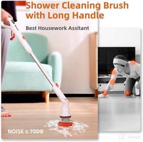 img 3 attached to 🧽 Efficient Electric Spin Scrubber: Genew Shower Cleaning Brush with Long Handle, 6 Brushes & Adjustable Head Angle for Cleaning Tile Floors, Tubs, Sinks, Bathrooms, Cars, Glass, and Kitchens