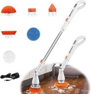 🧽 efficient electric spin scrubber: genew shower cleaning brush with long handle, 6 brushes & adjustable head angle for cleaning tile floors, tubs, sinks, bathrooms, cars, glass, and kitchens logo