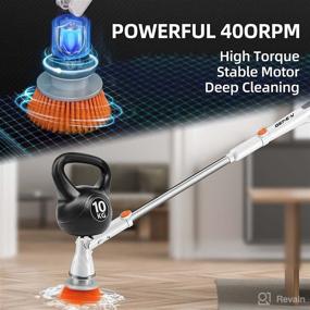 img 2 attached to 🧽 Efficient Electric Spin Scrubber: Genew Shower Cleaning Brush with Long Handle, 6 Brushes & Adjustable Head Angle for Cleaning Tile Floors, Tubs, Sinks, Bathrooms, Cars, Glass, and Kitchens