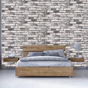 img 2 attached to Brick Wallpaper Peel And Stick 15.7 In X 118 In Faux 3D Brick Wall Paper Stone Brick Wallpaper White Grey Self Adhesive Wallpaper For Walls Home Decoration