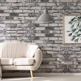 img 4 attached to Brick Wallpaper Peel And Stick 15.7 In X 118 In Faux 3D Brick Wall Paper Stone Brick Wallpaper White Grey Self Adhesive Wallpaper For Walls Home Decoration