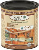 saman interior one step wood seal, stain and varnish — масляная краска без запаха и защита для мебели и ценных пород дерева (состаренный дуб sam-307, 32 унции) логотип