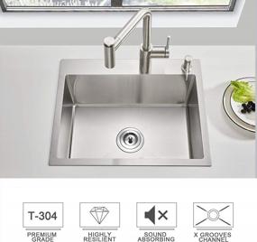 img 2 attached to Upgrade Your Kitchen With ROVATE 23-Inch Topmount Single Bowl Sink - High-Quality Stainless Steel Handmade Sink With Strainer Included