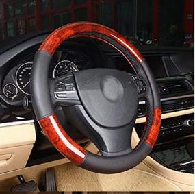 img 1 attached to 🚗 Enhance Your Driving Experience with a Sleek Black Car Wood Grain Steering Wheel Cover for e46