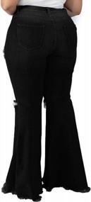 img 3 attached to Plus Size Women'S Ripped Bell Bottom Jeans - HannahZone 5XL Elastic Waist Flared Pants
