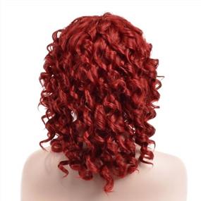 img 2 attached to Short Red Wavy Afro Bob Soft Wig With Natural Bangs For Black Women - ELIM Curly Kinky Wig With Comfortable Cap - African American Womens Hair Wig (Z014R)