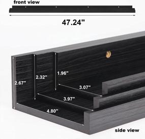 img 3 attached to 3-Piece Set Of 47 Inch Floating Shelves Ledge - Wall Mounted Picture Rail For Living Room, Bedroom & Office Decor | Woodgrain Photo Shelving In Black
