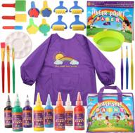 kids paint set for toddler painting - non toxic washable finger paints, brushes, paper pad & smock! logo