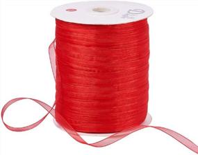 img 4 attached to Add A Sparkle To Your DIY Crafts With BENECREAT 1/4" 500 Yards/Roll Organza Ribbon In Festive Red