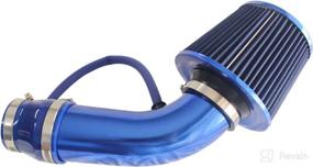 img 2 attached to 🔵 RONTEIX Cold Air Intake Kit: Universal 3 Inch Induction Pipe Hose Kit with High Flow Air Filter (Blue)