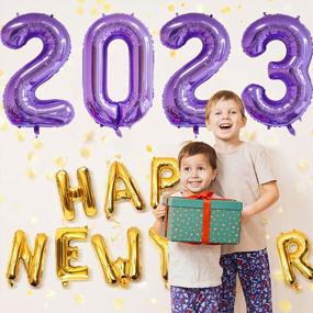 img 2 attached to Make Your 2023 Celebrations Stand Out With 40 Inch Purple Mylar Foil Number Balloons!