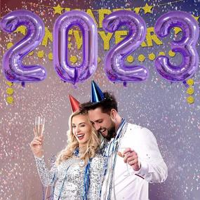 img 1 attached to Make Your 2023 Celebrations Stand Out With 40 Inch Purple Mylar Foil Number Balloons!