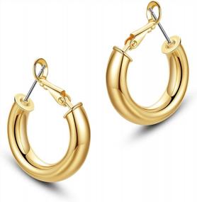 img 4 attached to Gold Plated Thin Wire Hoop Earrings Set For Women - Lightweight And Sensitive Ear Friendly - 3 Sizes Available