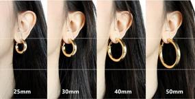 img 1 attached to Gold Plated Thin Wire Hoop Earrings Set For Women - Lightweight And Sensitive Ear Friendly - 3 Sizes Available