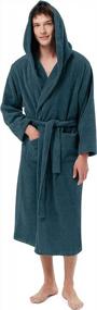 img 4 attached to SIORO Men's Hooded Terry Cloth Bathrobe - Long Cotton Towel Robe, Soft Spa Bath Loungewear for Pool, Hot Tub, and Sauna